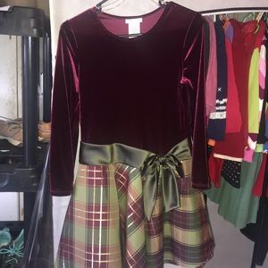 Sz 14 burgundy and green holiday dress